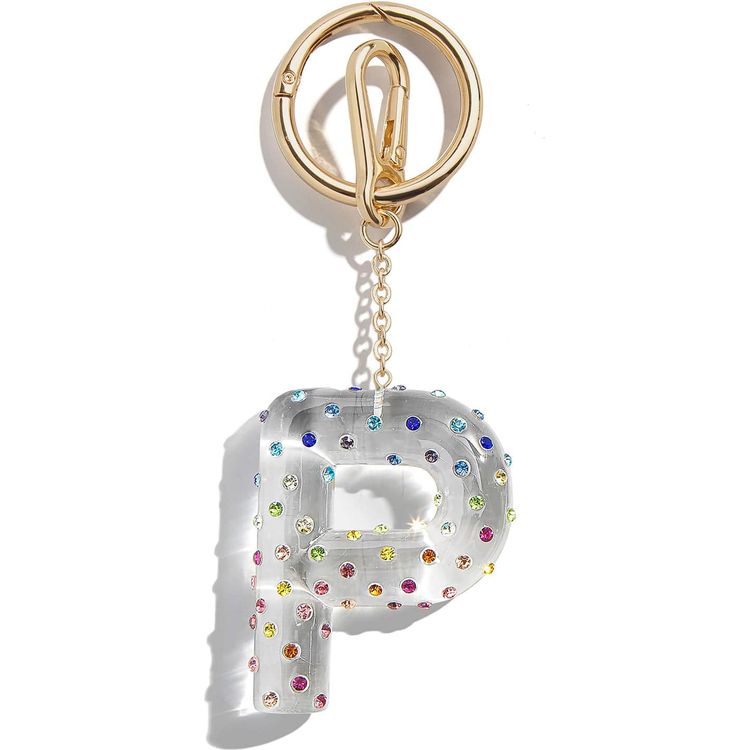 BaubleBar Confetti Initial Bag Charm - P