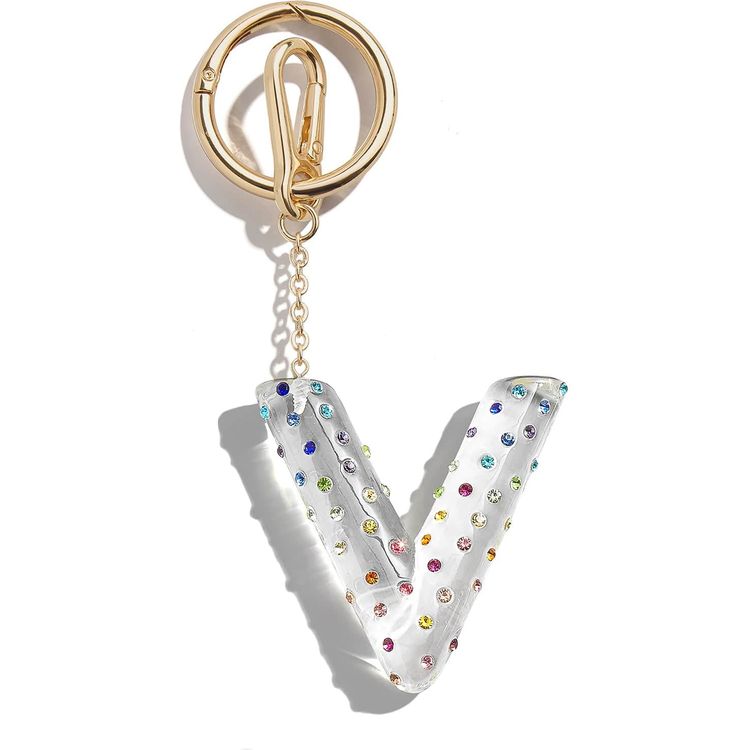 BaubleBar Confetti Initial Bag Charm - V