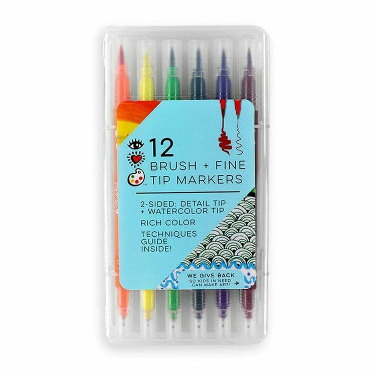 iHeartArt iHeartArt 12 Brush Tip + Fine Tip Markers