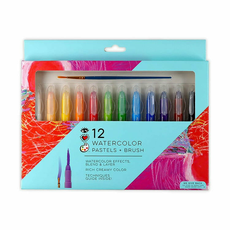 iHeartArt iHeartArt 12 Watercolors Pastels + Brush, Color & Paint in 1