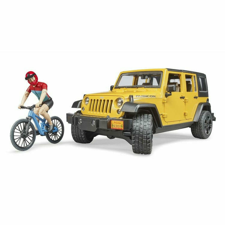 Bruder Jeep Rubicon Toy Car with Mountain Bike & Figurine