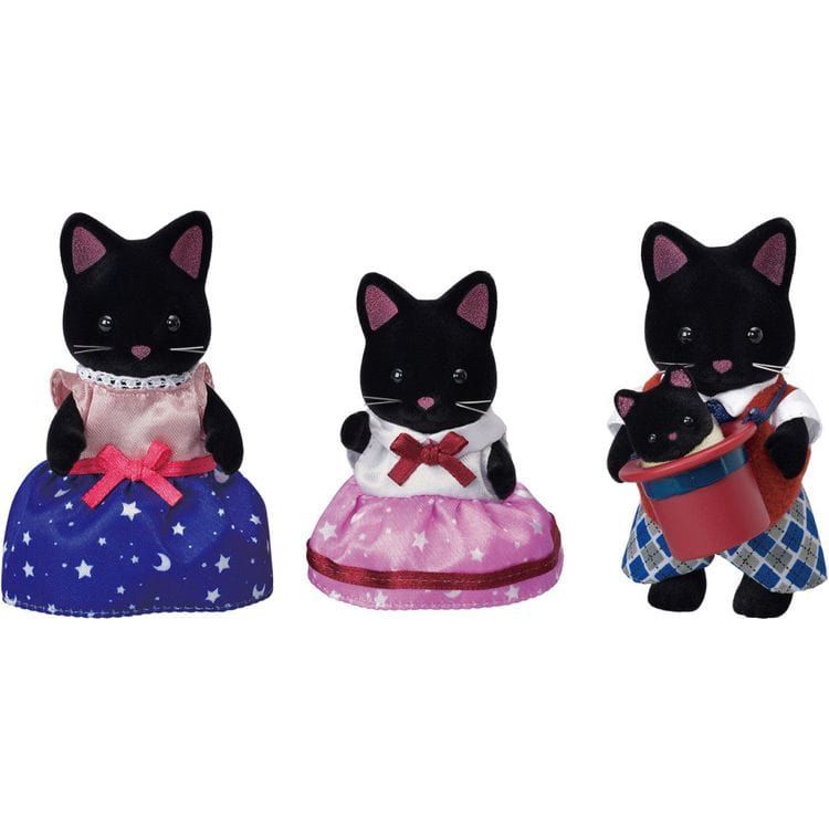 Calico Critters Calico Critters Midnight Cat Family, Set of 4 Collectible Doll Figures