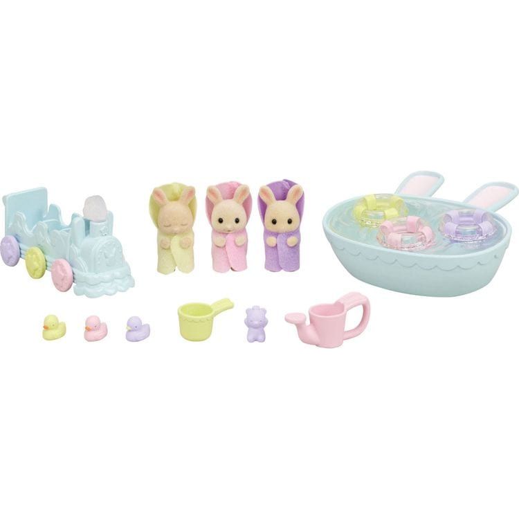 Calico Critters Calico Critters Triplets Baby Bathtime Set, Dollhouse Playset with 3 Figures and Accessories