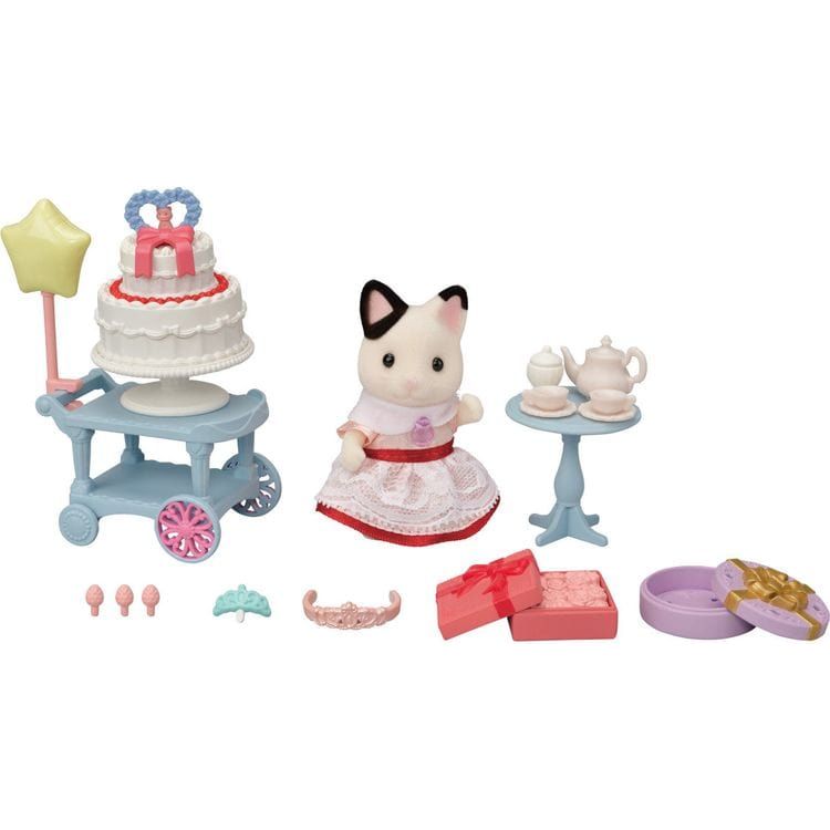 Calico Critters Calico Critters Tuxedo Cat Girl's Party Time Playset, Dollhouse Playset with Figure and Accessories