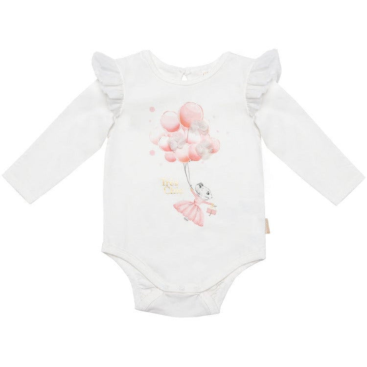 Claris - The Chicest Mouse in Paris™ Claris Balloons Long Sleeve Bodysuit- Size 0-3 Months