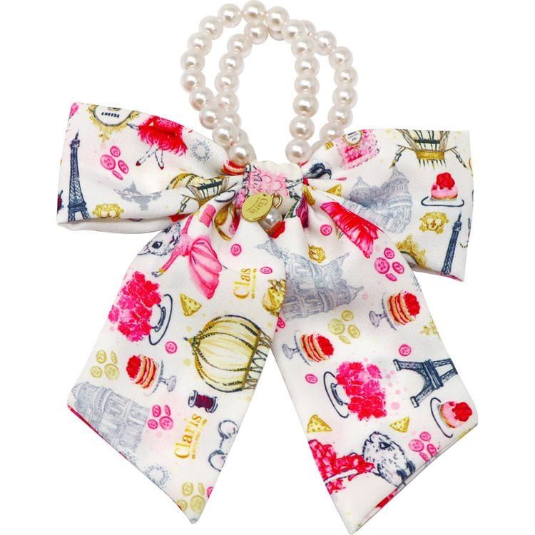 Claris - The Chicest Mouse in Paris™ Claris Fashion Print and Pearl Hair Elastic with Bow