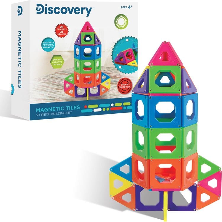 Discovery Mindblown Discovery™ 50-Piece Magnetic Tile Building Blocks Set