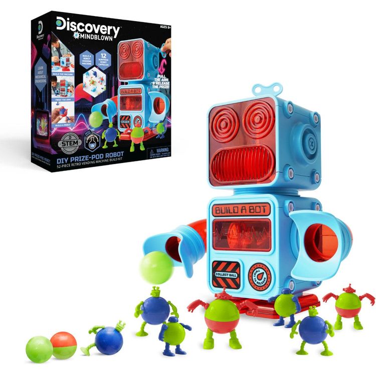 Discovery Mindblown DIY Prize-Pod Robot 52-Piece Retro Vending Machine Build Kit