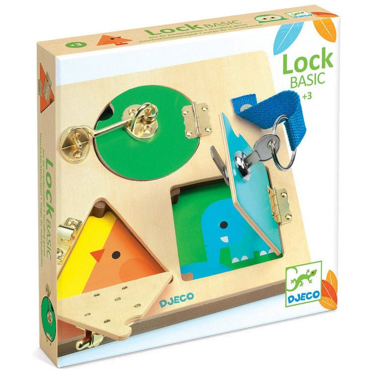 Djeco LockBasic Locking and Unlocking Wooden Skill Board