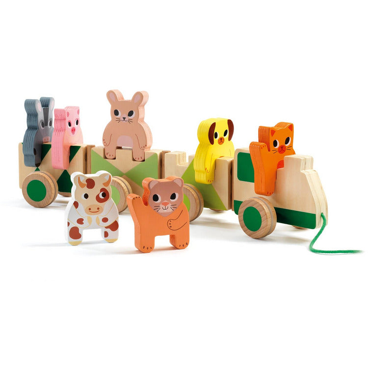 Djeco Trainimo Farm Wooden Pull-Along Activity Toy