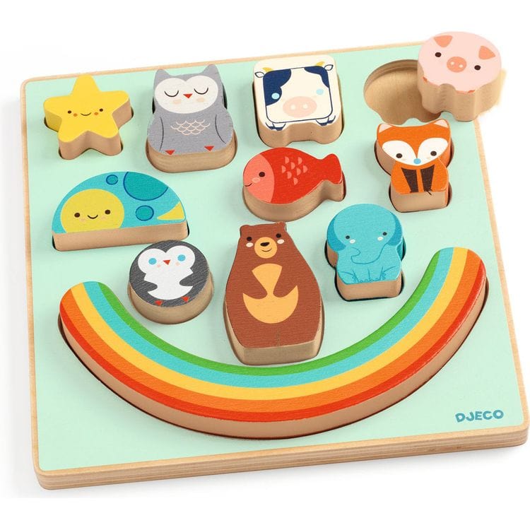 Djeco Wooden Puzzle & Balancing Game - Rainbow