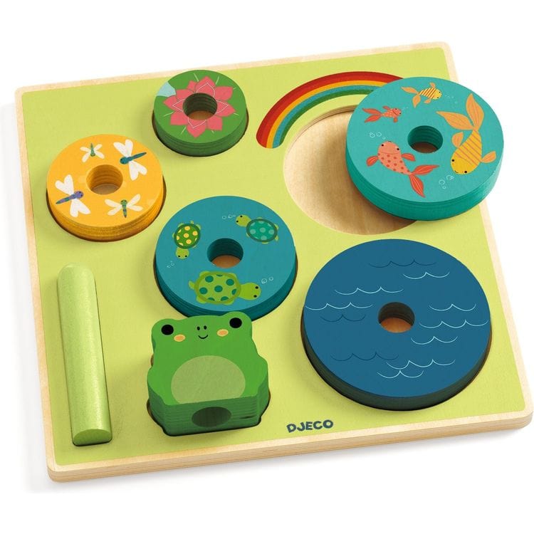 Djeco Wooden Puzzle & Stacking Game - Rainbow