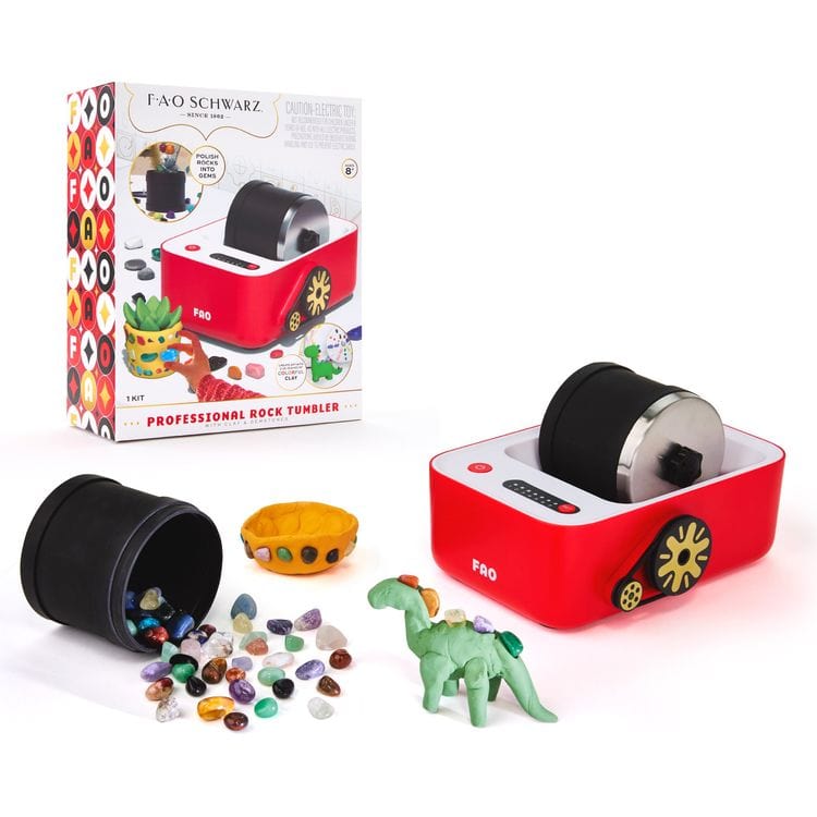 FAO Schwarz 22 Piece Professional Rock Tumbler with Clay & Gemstones