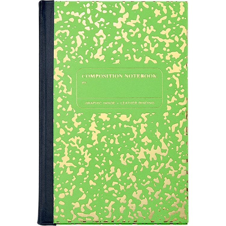 Graphic Image Composition Notebook in Neon Green/Gold Leather