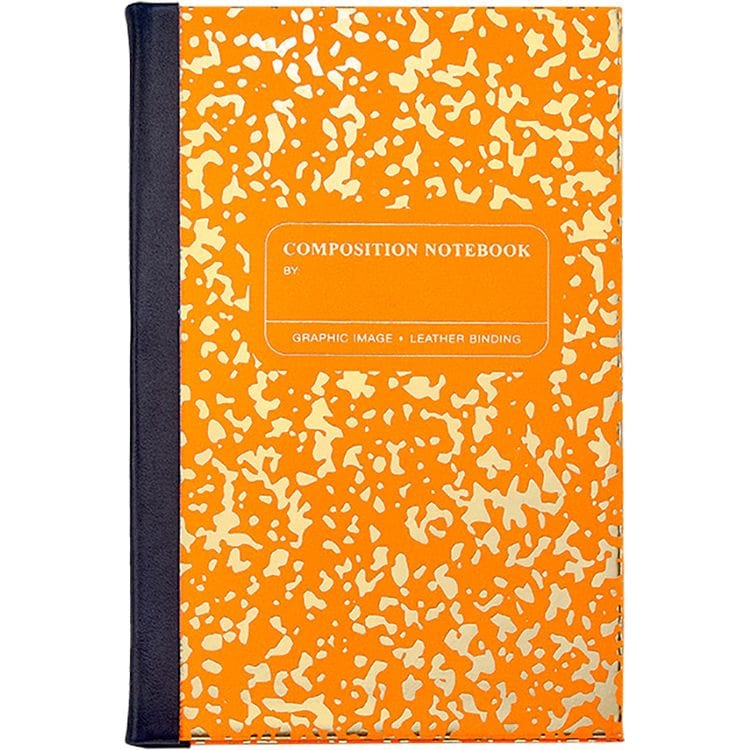 Graphic Image Composition Notebook in Neon Orange/Gold Leather