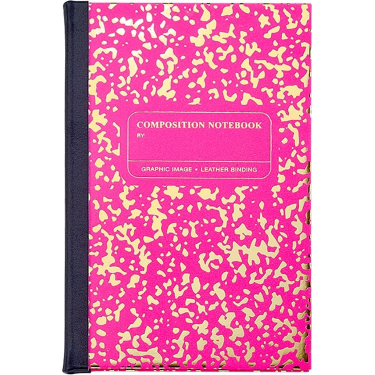 Graphic Image Composition Notebook in Neon Pink/Gold Leather