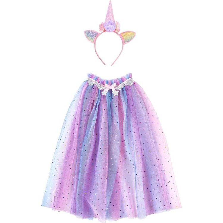 Great Pretenders Rainbow Unicorn Cape & Headband - Size 4-6 Years