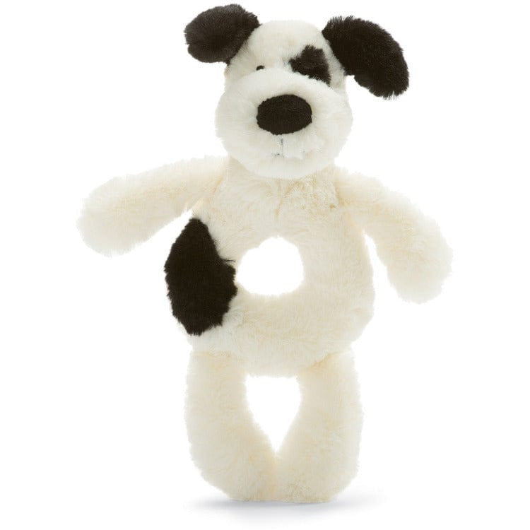 Jellycat, Inc. Bashful Black & Cream Puppy Ring Rattle