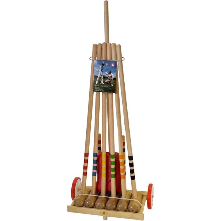 Lucio Londero 6 Player Croquet Set with Wooden Trolley