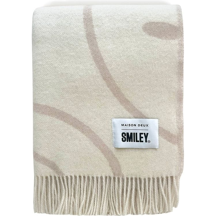 Maison Deux Smiley Blanket - White/Grey