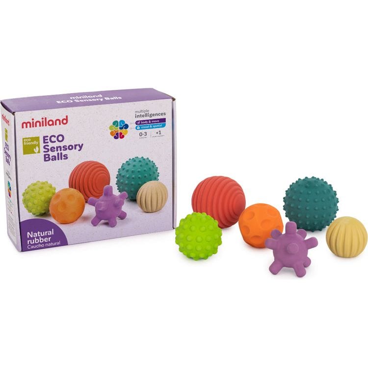 miniland Set of 6 Natural Rubber Sensory Balls