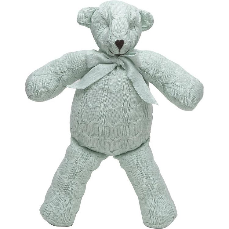 Rian Tricot Mint Cable Knit Plush Teddy Bear