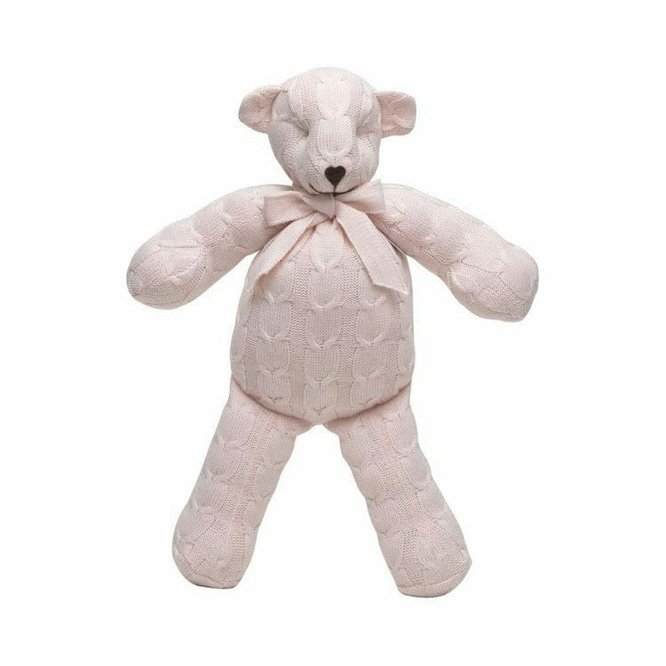 Rian Tricot Soft Pink Cable Knit Plush Teddy Bear