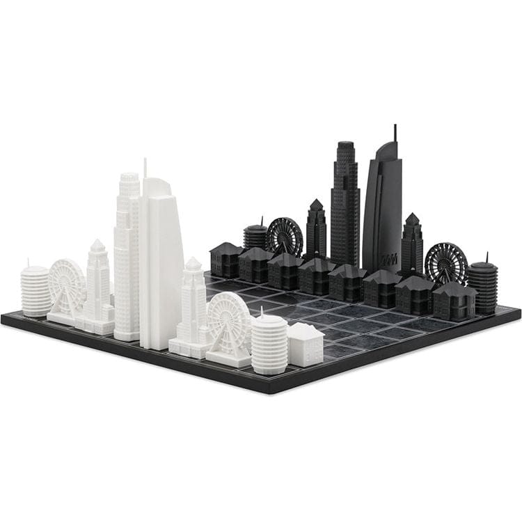 Skyline Chess Los Angeles Edition Acrylic Chess Set with Wood Map Board