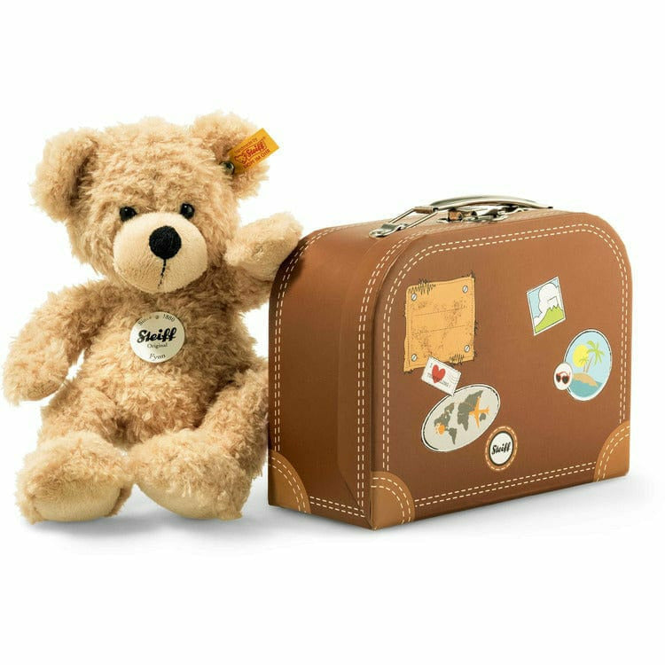 Steiff North America, Inc. Fynn Teddy bear in suitcase, beige, 11 Inches