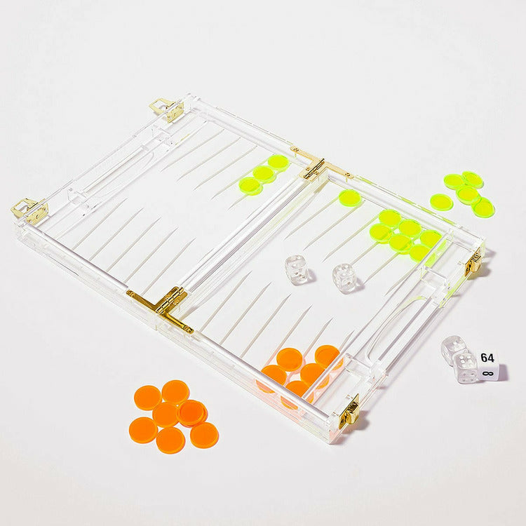 Sunnylife Mini Lucite Backgammon Limited Edition Neon