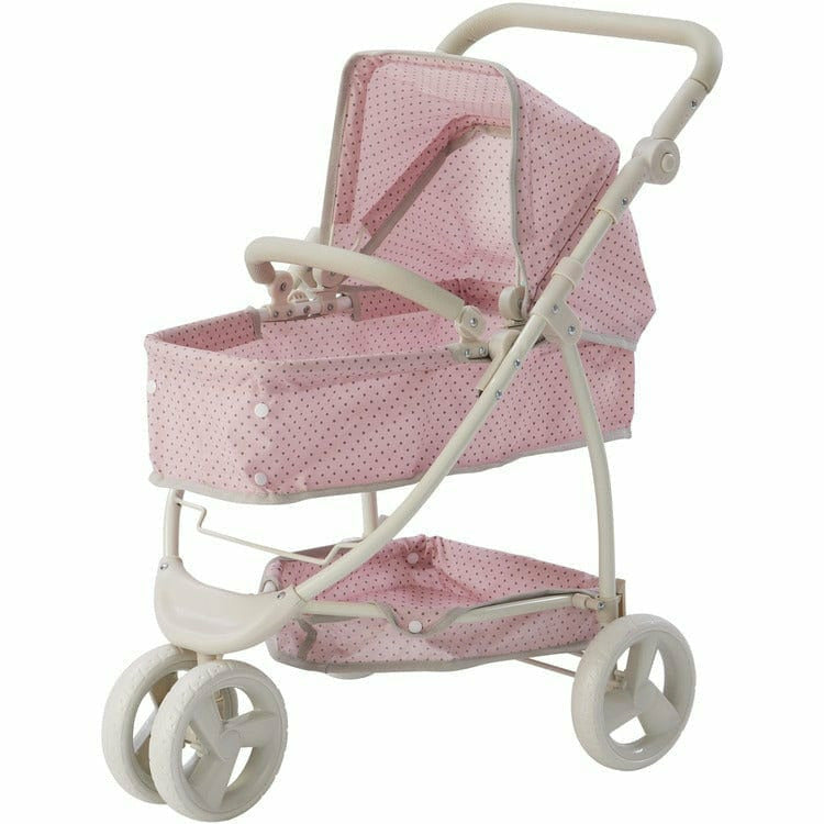 Teamson Kids Olivia's Little World - Polka Dots Princess 2-in-1 Baby Doll Stroller - Pink/Gray