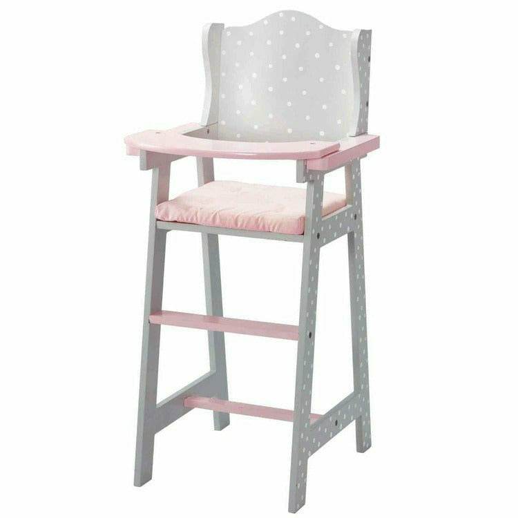 Teamson Kids Polka Dots Princess Baby Doll High Chair - Grey