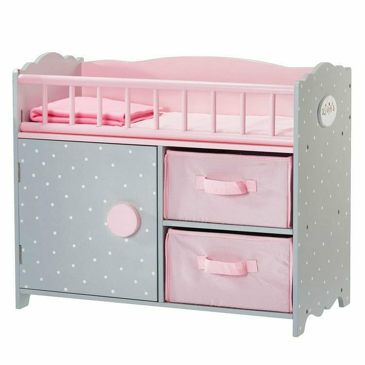 Teamson Kids Princess Baby Doll Crib with Cabinet and Cubby