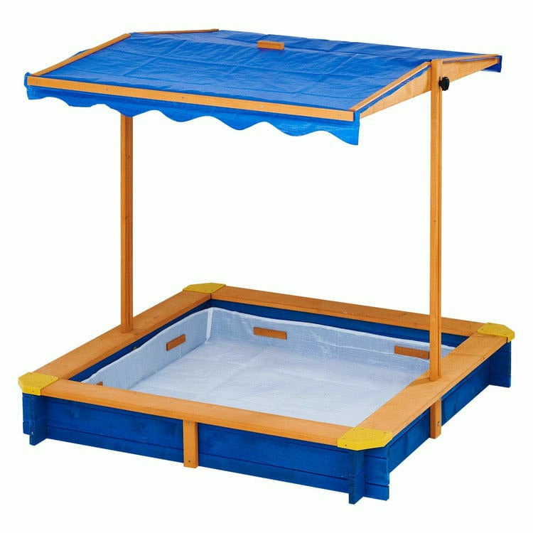 Teamson Kids Outdoor Summer Sand Box - Wood / Blue