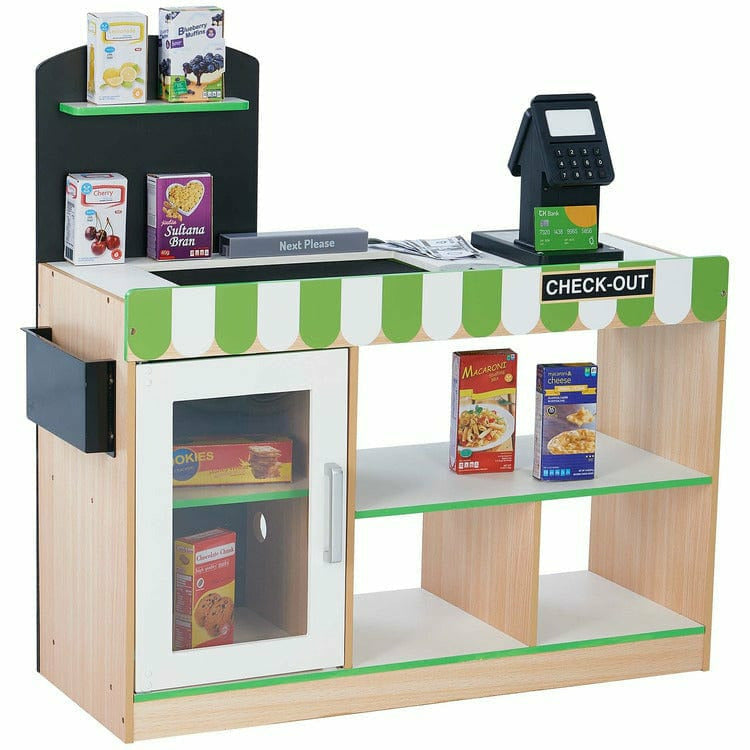 Teamson Kids Cashier Austin Play Market Stand - Green / Wood