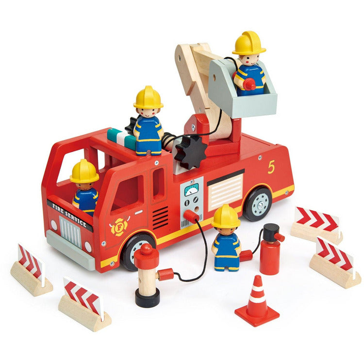 Tender Leaf Toys Wooden Toy Fire Engine Truck