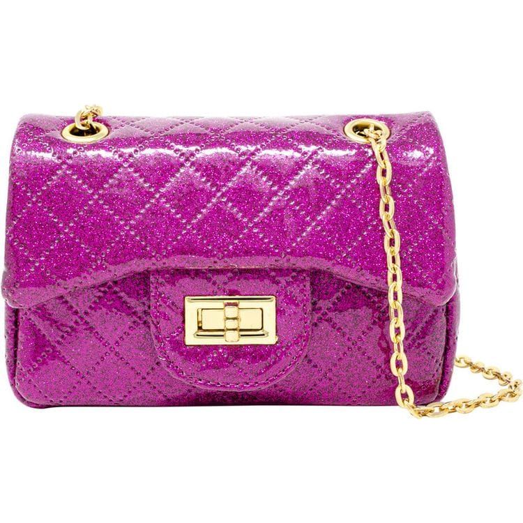 Zomi Gem Classic Quilted Sparkle Mini Purse - Hot Pink