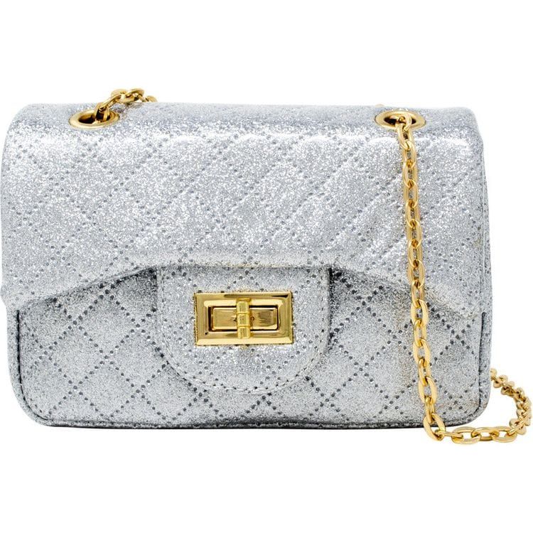 Zomi Gem Classic Quilted Sparkle Mini Purse - Silver