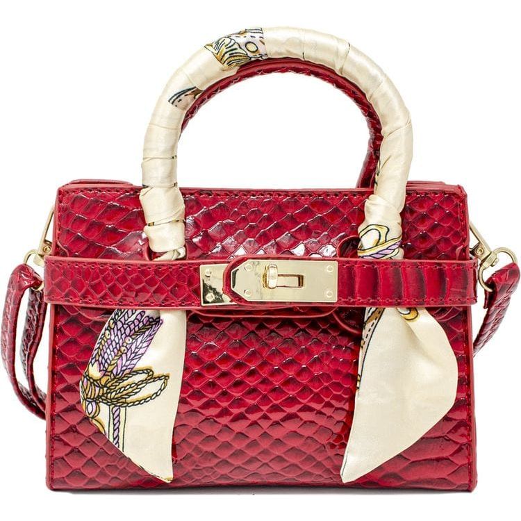 Zomi Gem Patent Crocodile Buckle Handbag - Red